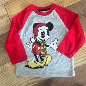 Disney Mickey Mouse Red and Gray Long Sleeve Tee Size 2T